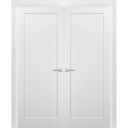 Sartodoors Double French Interior Door, 60" x 96", White QUADRO4115DD-WS-6096